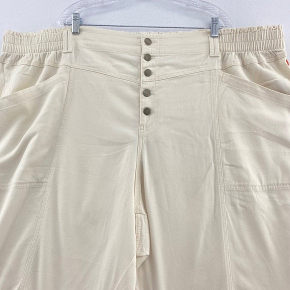 Knox Rose Cropped Ivory Pants‎ Button Fly Elastic Waist Utility 4X - Picture 1 of 9
